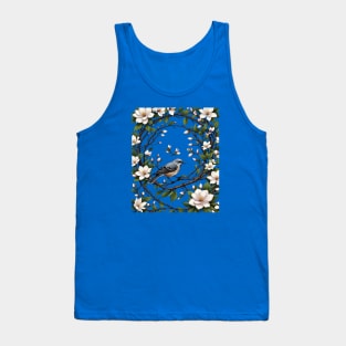 Mississippi Northern Mockingbird And Magnolia Flowers Tank Top